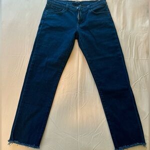 J Brand Dark Wash Distressed Raw Hem Skinny Jeans Size 26